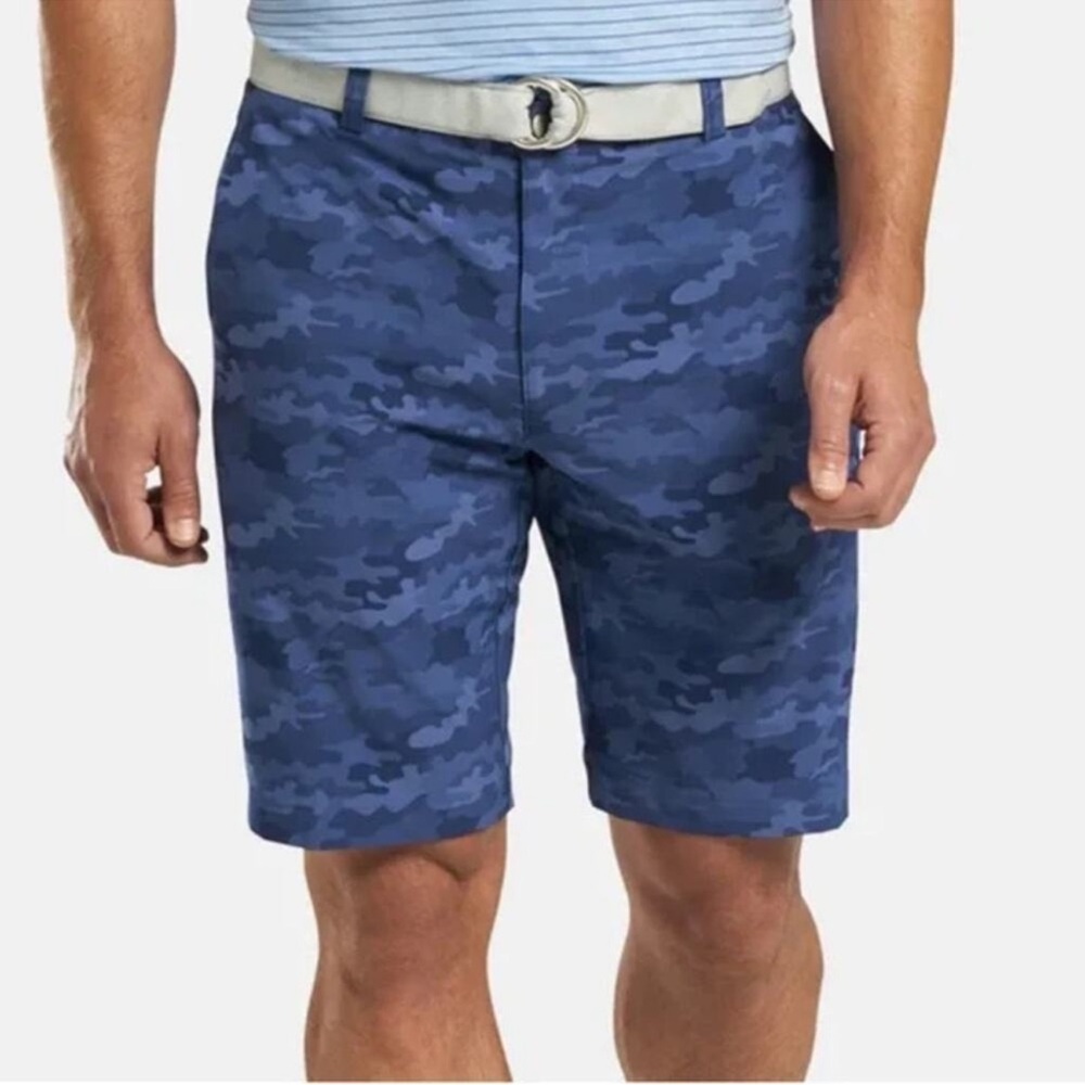 Peter Millar Shackleford Performance Hybrid Golf Shorts Men's Navy‎ Blue Camo